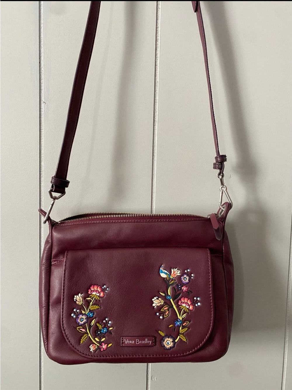 Vera Bradley Mulled Wine Floral Embroidered Crossbody Bag
